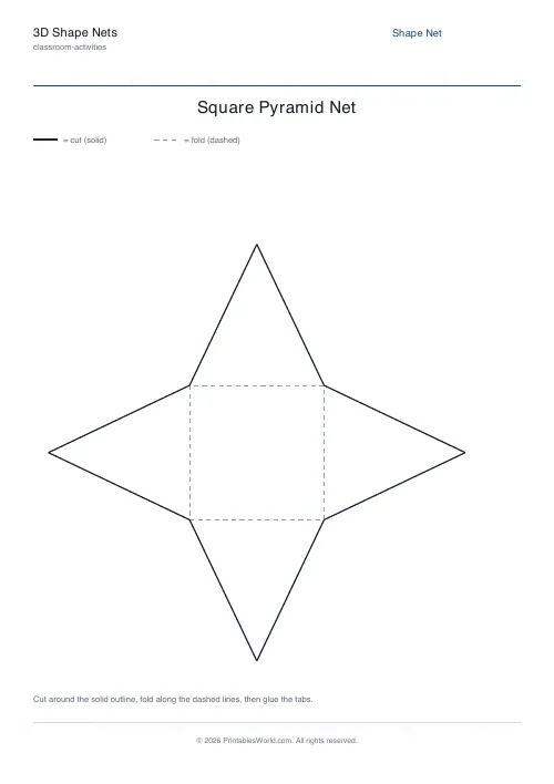 Free printable 3d shape net — Square Pyramid — PDF download