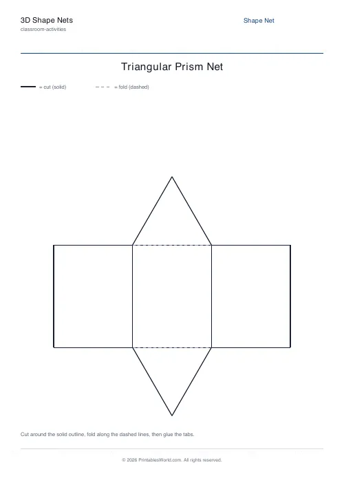 Free printable 3d shape net — Triangular Prism — PDF download
