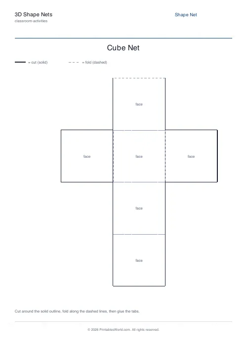 Free printable 3d shape net — Labels — PDF download