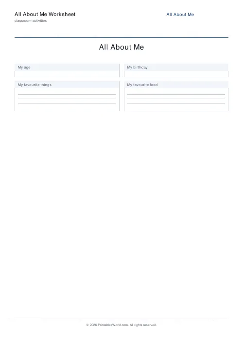 Free printable all about me worksheet — Include — PDF download