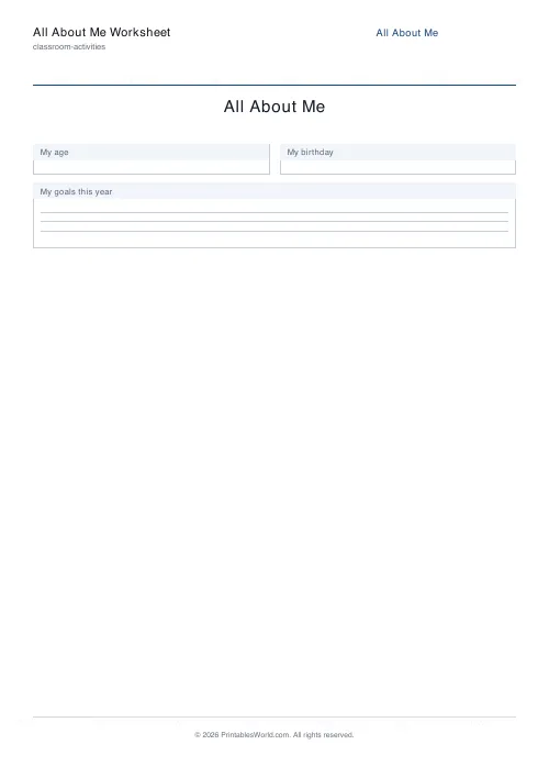 Free printable all about me worksheet — Include — PDF download
