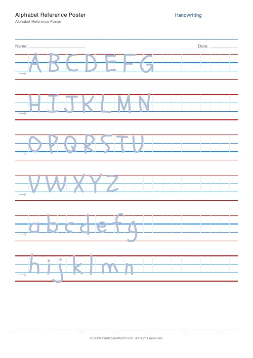 Free printable handwriting practice — Schoolbell — PDF download
