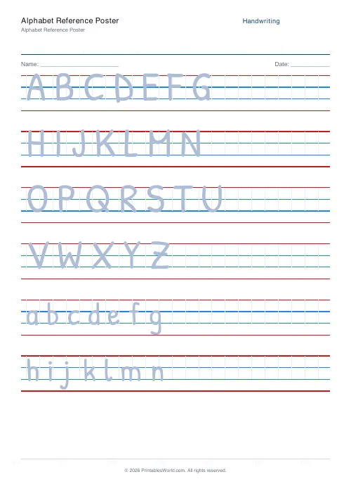 Free printable handwriting practice — Solid trace — PDF download