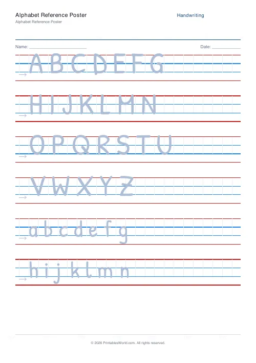 Free printable handwriting practice — Patrick Hand — PDF download