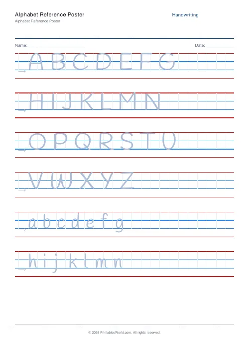 Free printable handwriting practice — Handlee — PDF download