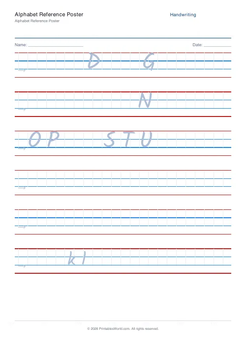 Free printable handwriting practice — Kalam — PDF download