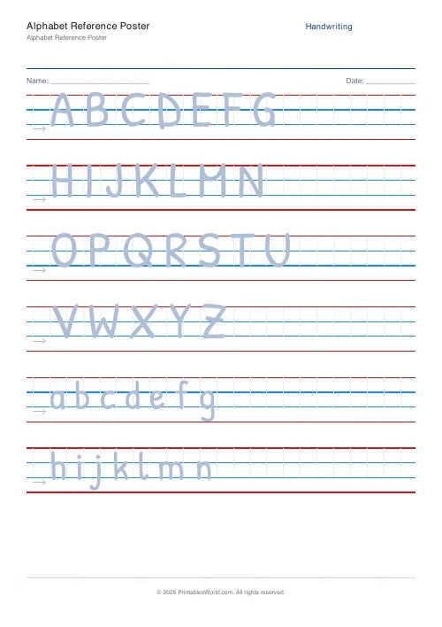 Free printable handwriting practice — Cursive (joined) — PDF download