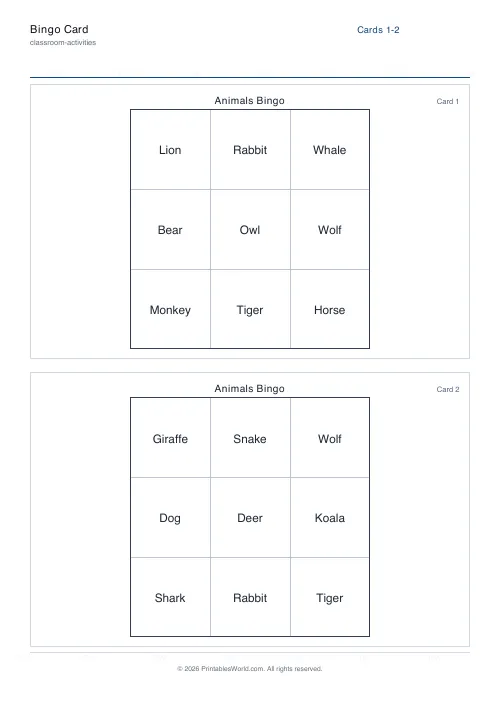 Classroom Activities printables