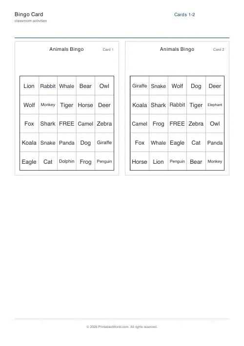 Free printable bingo card — 4, with answer key — PDF download