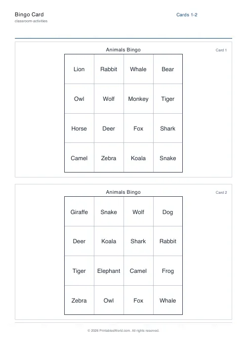 Free printable bingo card — 4×4 — PDF download
