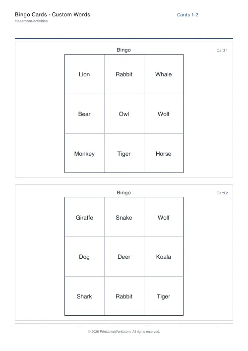 Free printable bingo card — 3×3 — PDF download
