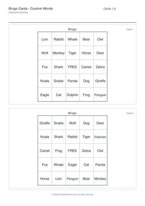Free printable bingo card — 5×5 — PDF download