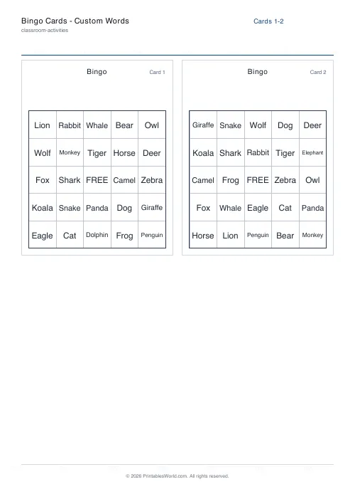 Free printable bingo card — 4 — PDF download