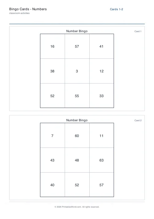Free printable bingo card — 3×3 — PDF download