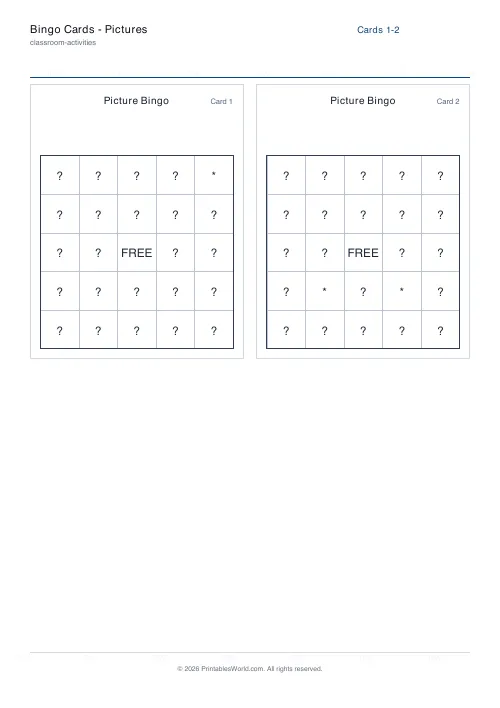 Free printable bingo card — 4, with answer key — PDF download