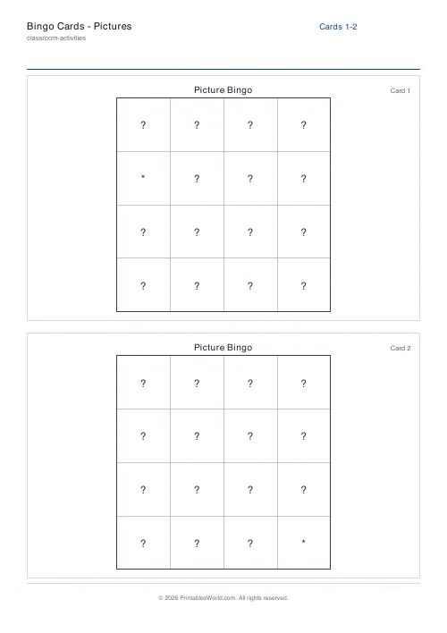 Free printable bingo card — 4×4 — PDF download