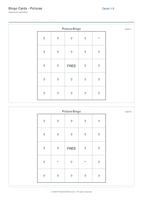 Free printable bingo card — 2 — PDF download