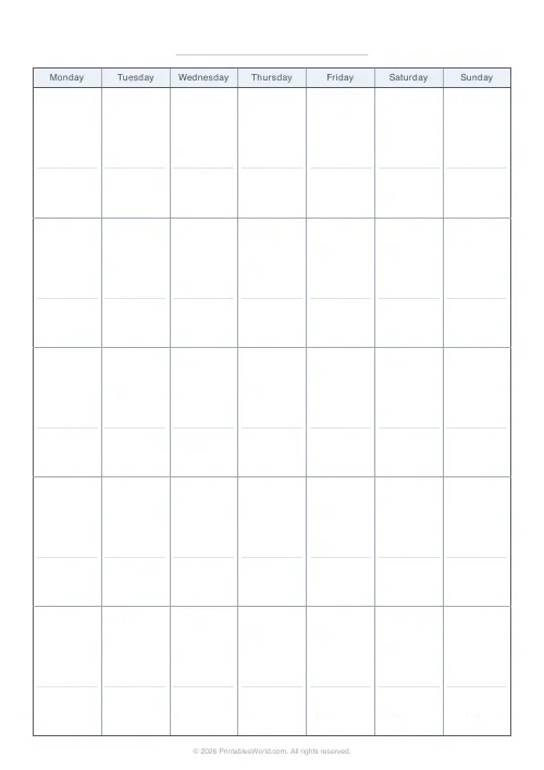 Free printable blank calendar grid — 5 weeks — PDF download