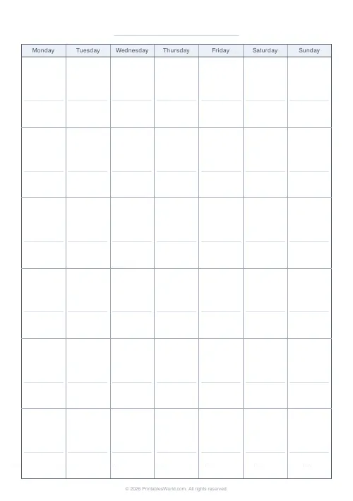 Free printable blank calendar grid — 6 weeks — PDF download