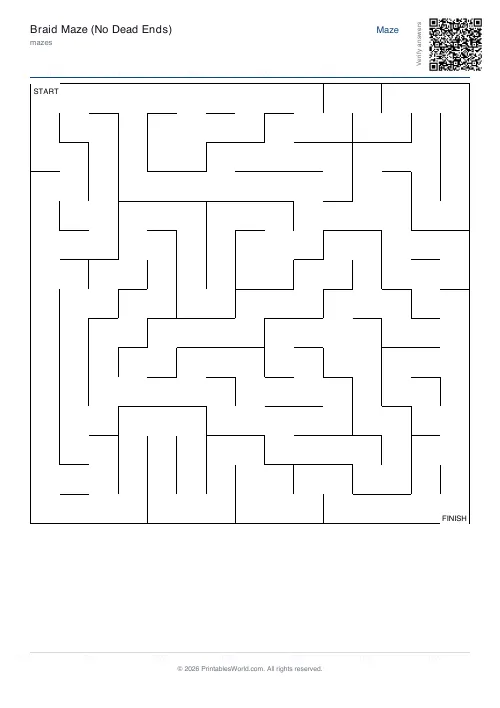Free printable braid maze — 15×15 — PDF download