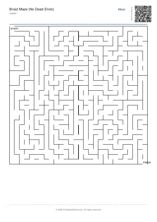 Free printable braid maze — 28×28 — PDF download