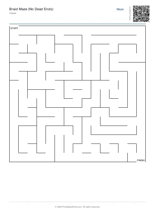Free printable braid maze — 15×15, with answer key — PDF download