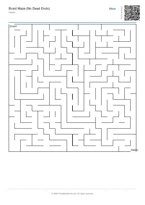 Free printable braid maze — 22×22, with answer key — PDF download