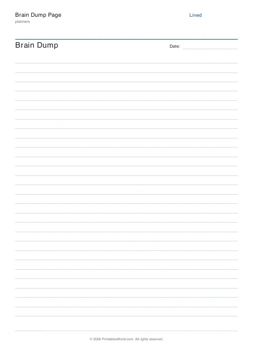 Free printable brain dump page — Blank — PDF download