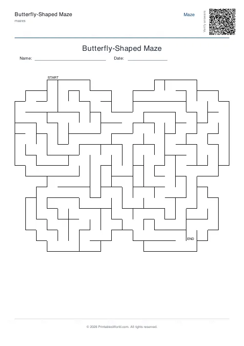 Free printable butterfly maze — 20 — PDF download