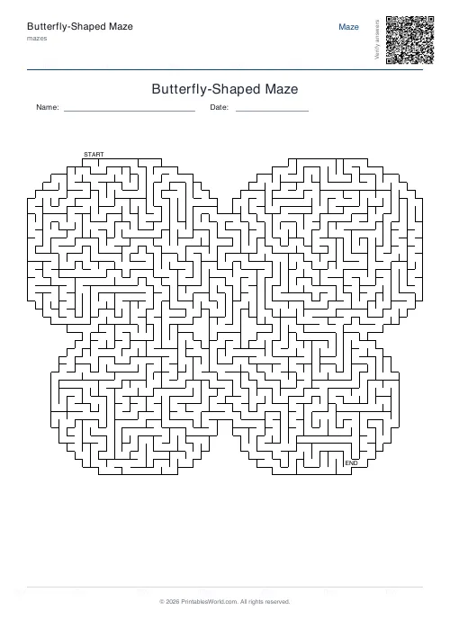 Free printable butterfly maze — 50 — PDF download