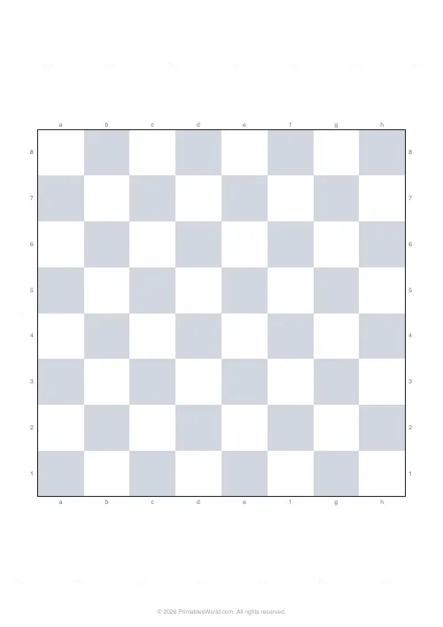 Free printable chess and checkers board (light squares), PDF download