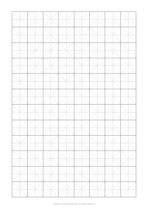 Free printable Chinese character practice grid — Mi Zi Ge (cross + diagonals) — PDF download