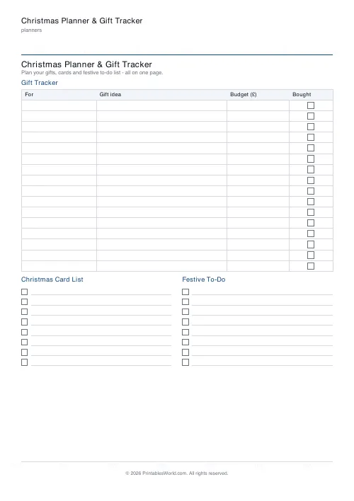 Free printable christmas planner and gift tracker — 16 gifts — PDF download