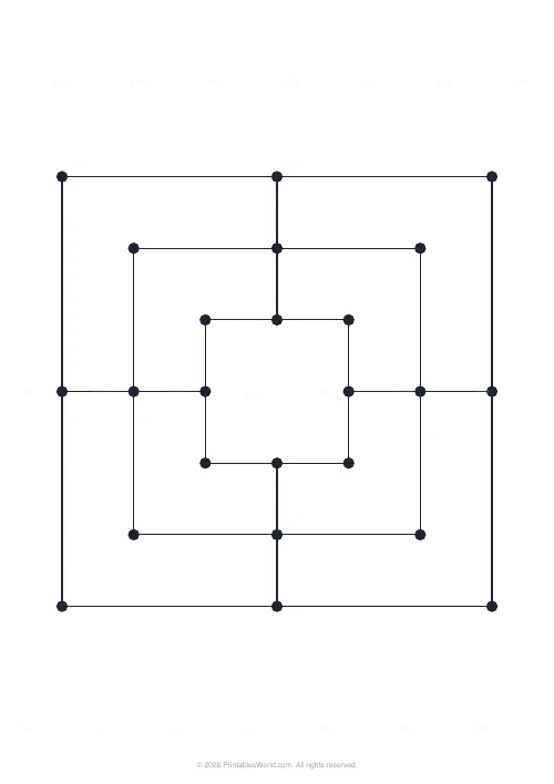 Free printable printable game board (Nine Men's Morris), PDF download