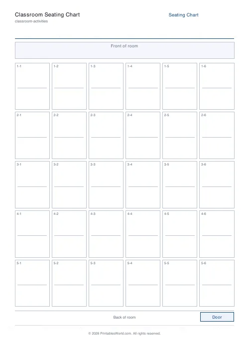 Free printable classroom seating chart — Exclude — PDF download