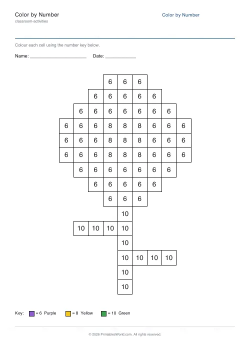 Free printable color-by-number worksheet — Flower — PDF download