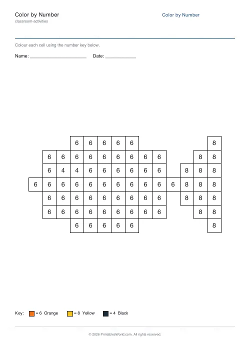 Free printable color-by-number worksheet — Fish — PDF download