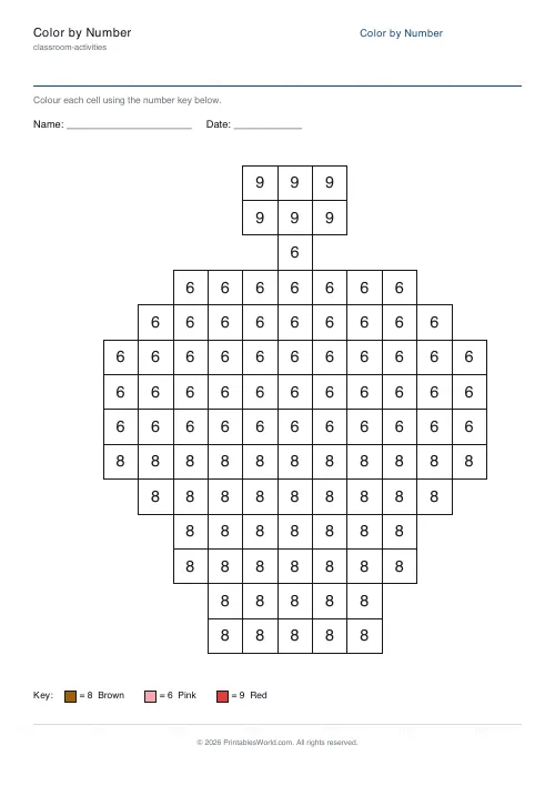 Free printable color-by-number worksheet — Cupcake — PDF download