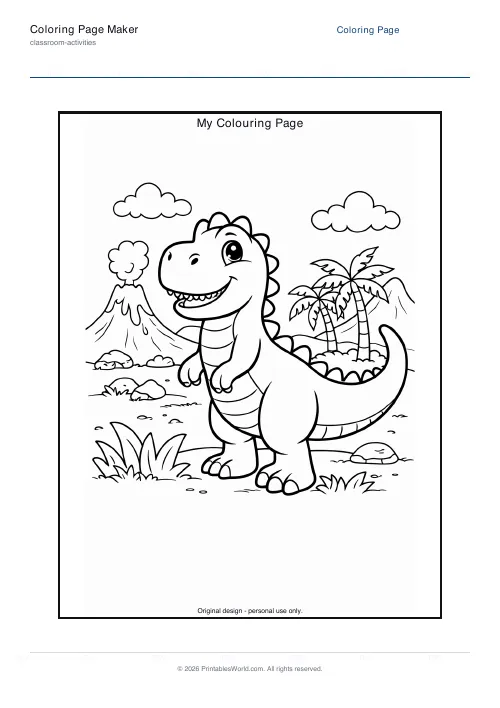 Free printable coloring page — Dinosaur — PDF download