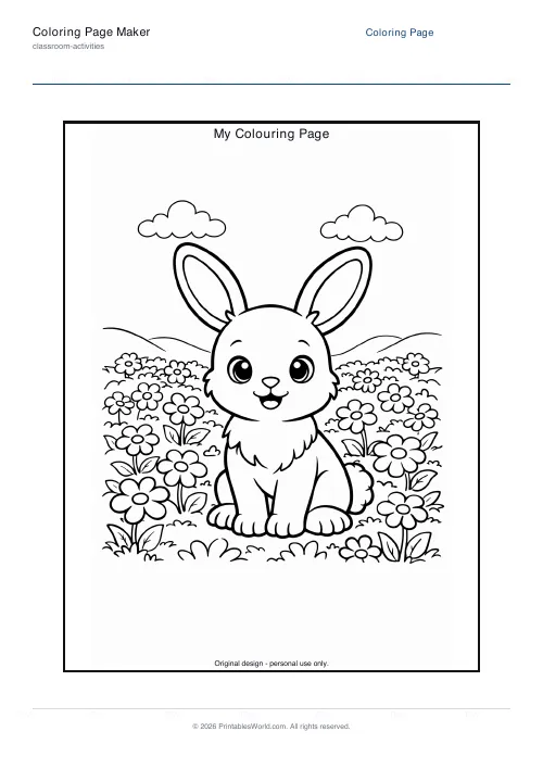 Free printable coloring page — Bunny — PDF download