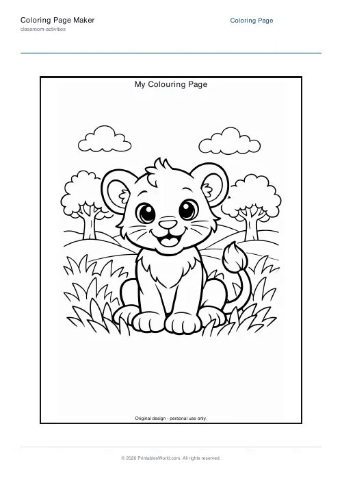 Free printable coloring page — Lion — PDF download