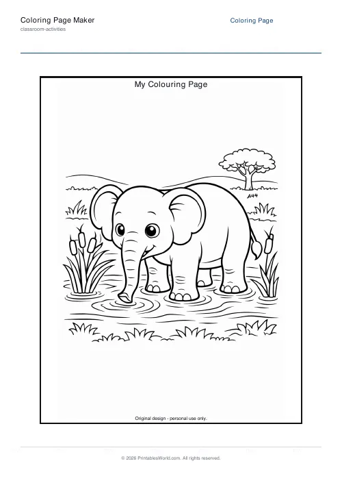 Free printable coloring page — Elephant — PDF download