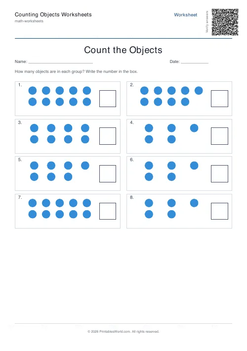 Free printable counting objects worksheet — Circles, with answer key — PDF download