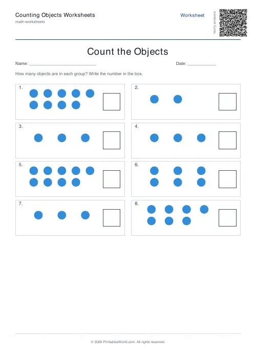 Free printable counting objects worksheet — Circles — PDF download