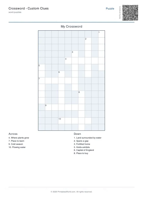 Free printable crossword puzzle — 15x15 — PDF download