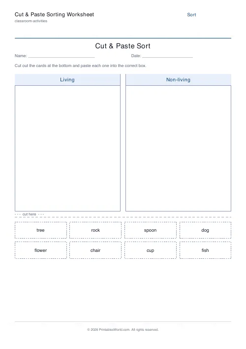 Free printable cut and paste sorting worksheet — Show — PDF download