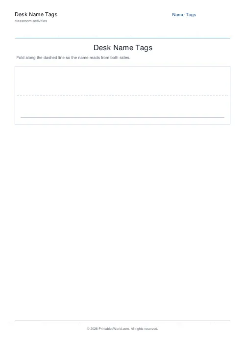 Free printable foldable desk name plate — With line — PDF download