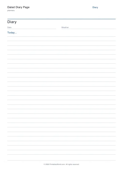 Free printable diary page — No mood icons — PDF download
