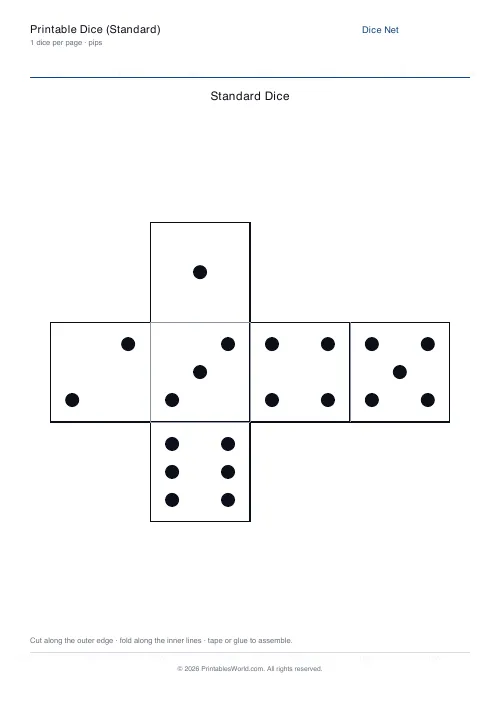 Free printable standard dice net — 1 — PDF download