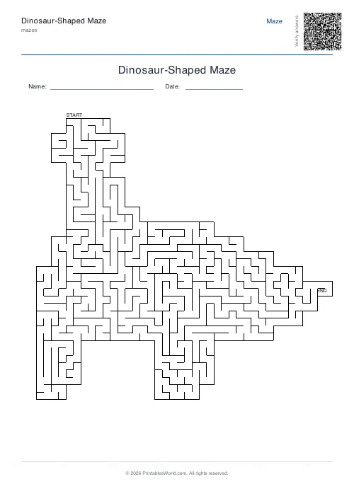 Free printable dinosaur maze — Coarse — PDF download